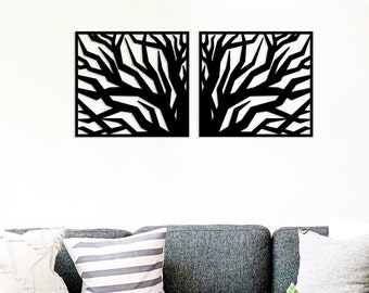 Metal Tree of Life Wall Art: Powder Coated Steel Panel (20x20in)