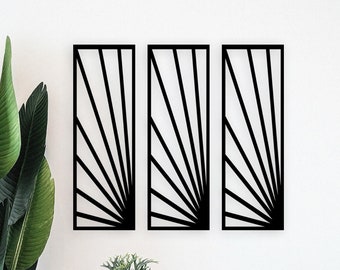 Steel Wall Art Triptych Panels: Modern Geometric Decor