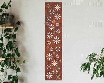 Gerosteter Stahl Corten Stahl Blumen Wandplatte - Gartenkunst (90 x 20 cm)
