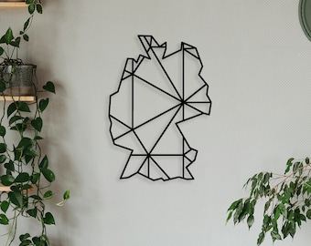 Geometric Germany Map Metal Wall Art: Deutschland Decor
