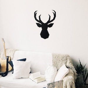 Matte Black Metal Deer Head Wall Art