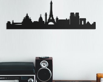 Metal Paris Panorama Wall Art: Steel Eiffel Tower Silhouette