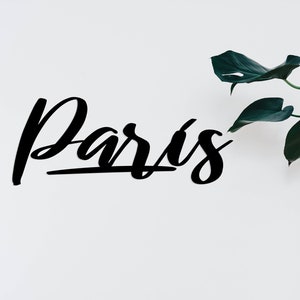 Black Metal Wall Art: Paris Script Sign