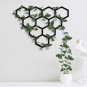 Metal plant trellis planter,  Metal Wall Trellis Hexagon, Metal Plant Trellis, Honeycomb Wall Trellis