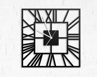 Square Metal Wall Clock: Industrial Loft Decor