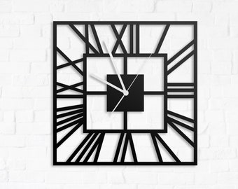 Metal Wall Clock Square Wall Clock, Industrial Clock, Unique Wall Clocks. Wall Clock Metal, Metal Wall Art, Loft Wall Clock