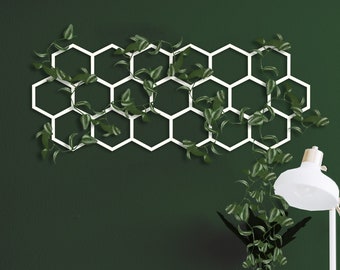 White Metal Honeycomb Wall Plant Trellis: Hexagon Office Mood Board