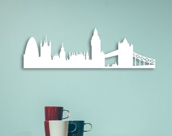 White London City Skyline Metal Wall Art Panorama