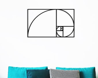 Déco murale en métal spirale de Fibonacci noir mat : décoration nombre d'or
