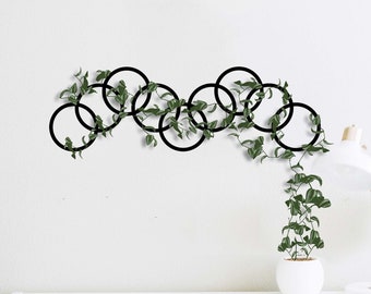 Black Metal Wall Art: Round Plant Trellis, Indoor Decor