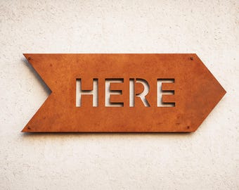 Custom Corten Steel Arrow Sign: Rusted Metal Wall Art