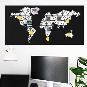 Metalen Office Board Wereldkaart - Magnetische Metalen Wereldkaart - Memobord - Moodboard