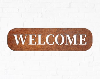 Welcome Corten Steel Sign Outdoor - Metal Garden Signs - Welcome Rusted Steel Letters - Yard Welcome Metal Sign