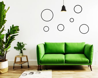 Arte de pared minimalista de círculos metálicos: decoración moderna de acero, juego de 6 piezas