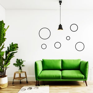 Minimalistic circles set metal wall art - Round metal wall decoration - Steel circles living room wall art - 6pcs set of metal circles