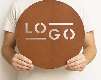 Custom Corten Steel Circle Sign: Rusted Metal Logo or Number