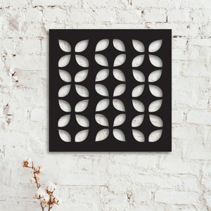 Black Metal Wall Art Panel: Decorative Privacy Screen