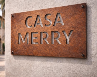 Custom Corten Steel Signboard – Rusted Address Plaque, Outdoor House Number