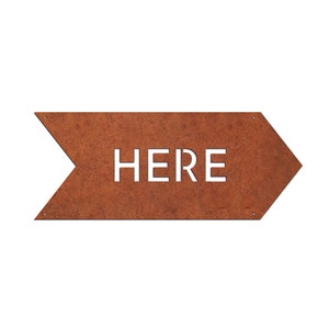 Directional Corten Steel Arrow Custom Text - Rusted Sign Signpost Custom Wall Art - Custom Corten Signboard