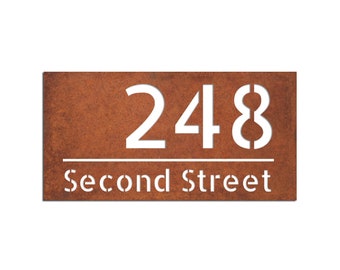 Custom corten steel house address, Custom metal address signboard, Rusted steel address number, Metal house numbers