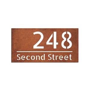 Custom corten steel house address, Custom metal address signboard, Rusted steel address number, Metal house numbers