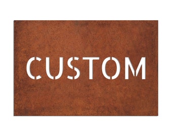 Custom corten steel signs - Rusted steel signboard - Corten Address signs - Corten house number - Corten custom logo