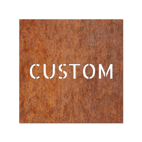 Señalización de acero corten personalizada, Número oxidado personalizado cuadrado, Logotipo de acero oxidado, Personalizado de acero corten, Cuadrado de letrero de acero corten grande