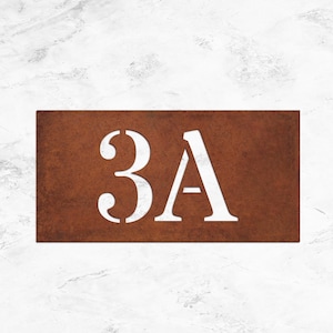 Rusted Corten Steel House Number Sign: Outdoor Address Plaque