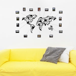 Carte en métal de l’art mural du monde, carte d’art mural en métal, carte en métal, art mural vivant, art mural de bureau, carte du monde en métal noir, carte en métal
