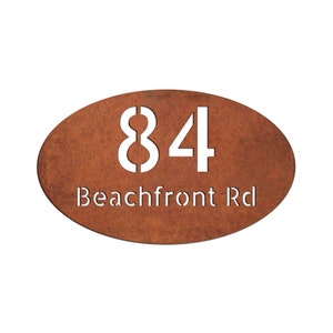Corten steel oval plaque custom sign - Corten custom round signboard - Rusty steel oval fully personalized plate, plaque