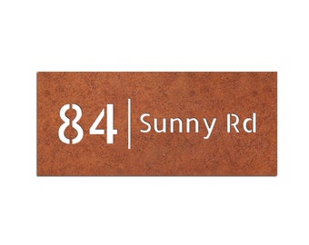 Custom Corten Steel House Number Sign: Rusted Metal Address Board