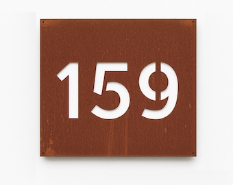 Corten House Number, Custom Corten Steel Sign, Plate, Corten Steel Address Number