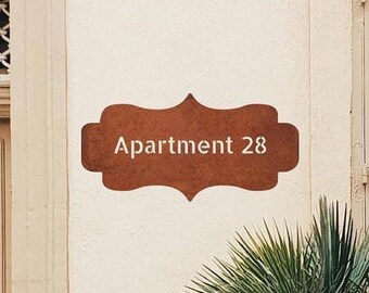 Letrero de dirección de acero Corten personalizado: Número de casa de metal oxidado