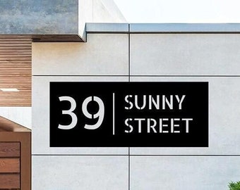 Custom Steel House Number Sign: Black Metal Address Plaque