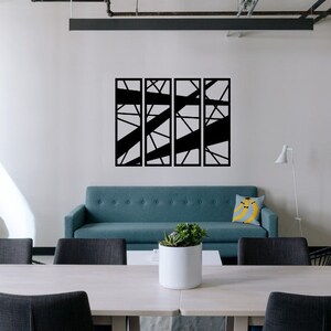 Abstract Metal Wall Art: Four Panel Steel Wall Hanging (90x120cm)