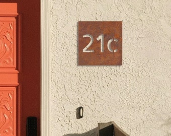 Custom Corten Steel House Number Plaque - Rusty Metal Address Sign