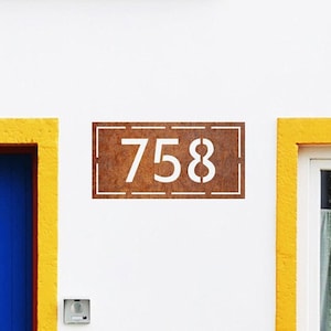 Custom Corten Steel House Number Sign - Rusted Metal Address Plaque