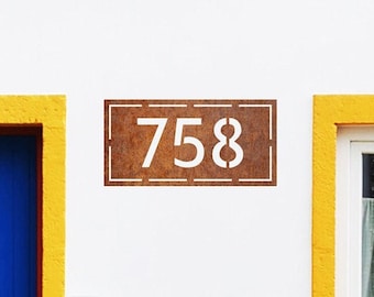 Custom Corten Steel House Number Sign - Rusted Metal Address Plaque
