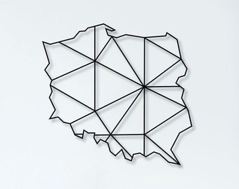 Metal wall art Poland map - geometric country map wall art - metal wall decoration