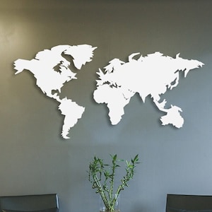 Weiße Weltkarte Wandkunst - Metall Wand Kunst - Metall Magnetische Landkarte - Einweihungsparty Geschenk - Weltkarte aus Eisen