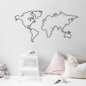 Arte mural de metal con mapa del mundo, arte mural de metal, arte mural de metal único, arte mural de metal con mapa
