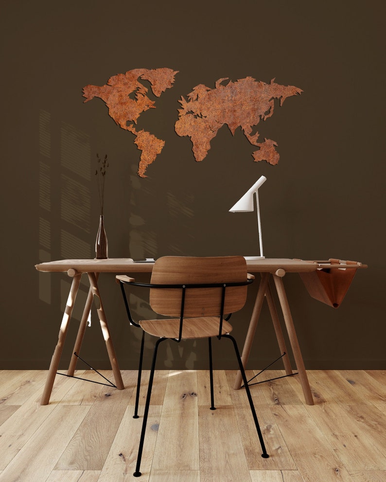 Corten Steel World Map Unique Design Rusty Map of the World Etsy