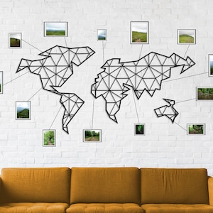 Metal World Map, Metal Wall Art, Metal Geometric World Map, Metal Map of the World, Map Metal, Black Metal World Map, Magnetic World Map