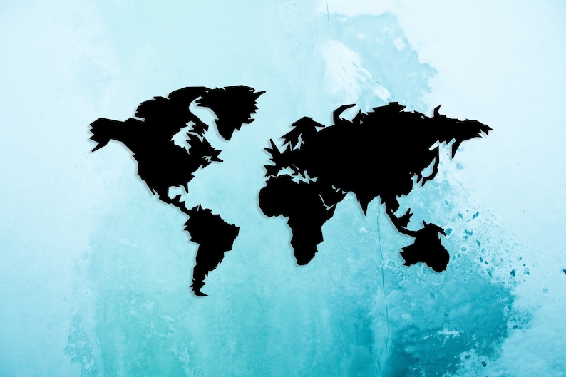 Metal World Map Metal Wall Art World Map Metal Map Etsy