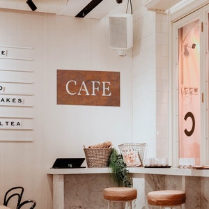 Cafe Signboard Corten Steel - Cafe Metal Wall Art - Cafe Rusted Steel Design