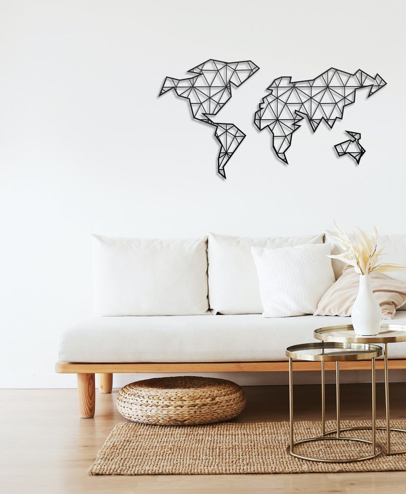 Metal World Map Wall Art Metal Wall Art Map Metal Map Carte Etsy