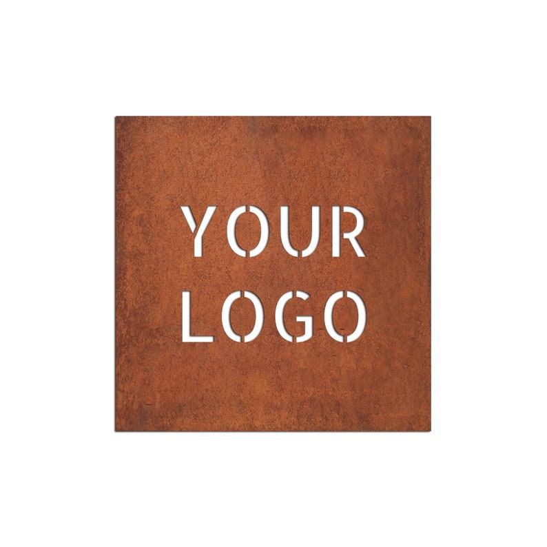 corten steel signboard with logo, logo signboard, metal logo, corten logo, steel logo, house number corten, rusted steel logo