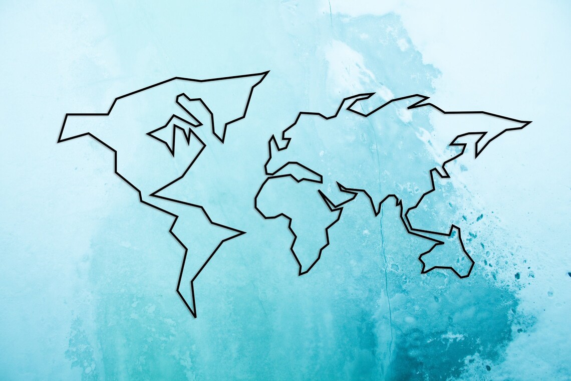 Metal Wall Art World Map Metal World Map Minimalistic World Etsy Canada