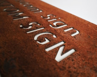 Rusted Corten Steel Address Sign, Personalized Metal House Number