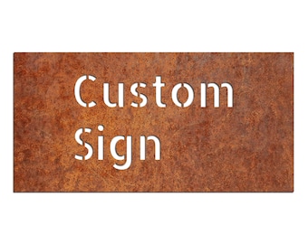 Corten steel custom signs, house address street - Rusty house number wall art - Outdoor metal board